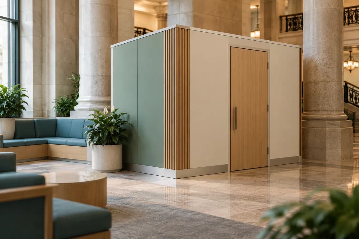Nursing spaces for government buildings: a private nursing space in a commercial interior.