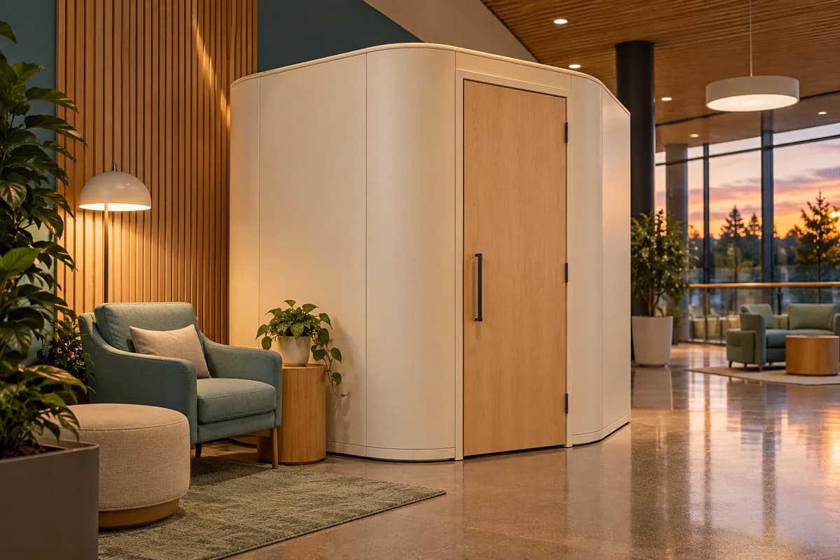 Cabines et salles d’allaitement — Colombie-Britannique : un espace d’allaitement privé dans un intérieur commercial.