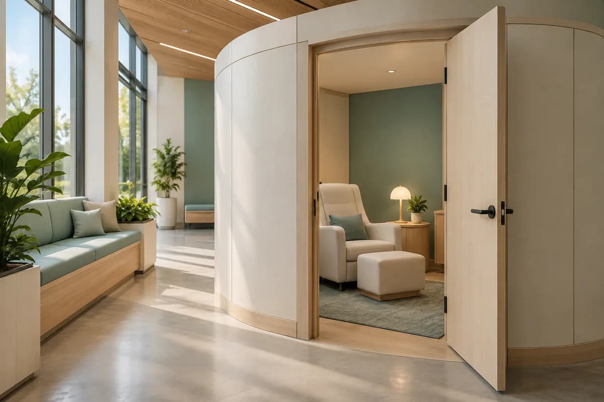 Nursing Pods & Lactation Rooms — New Brunswick: a private nursing space in a commercial interior.