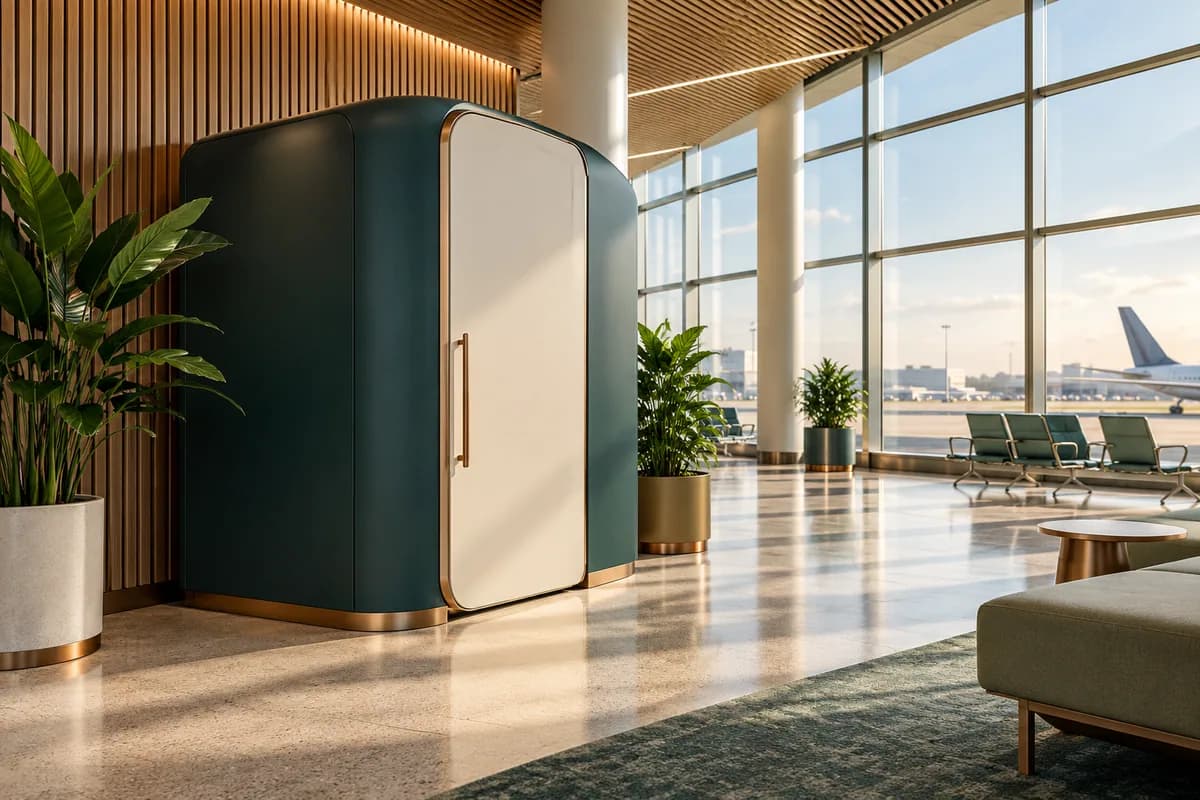 Nursing spaces for airports: a private nursing space in a commercial interior.